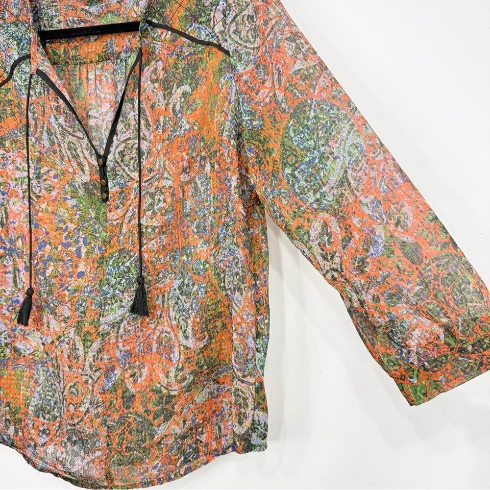 Anthropologie NIYA Edme & Esyllte Paisley Medallion Semi Sheer Peasant Blouse - Picture 8 of 16